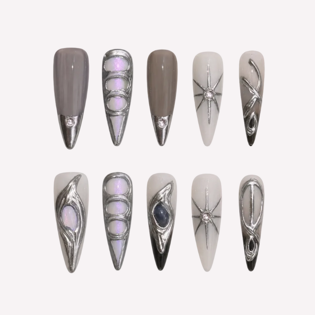 Grey Purple Liquid Silver Cyberpunk