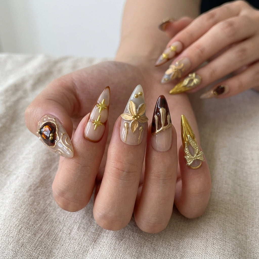 Amber Gilded Blooms